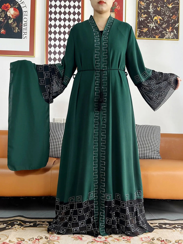 Women Long Sleeve Chiffon Abaya