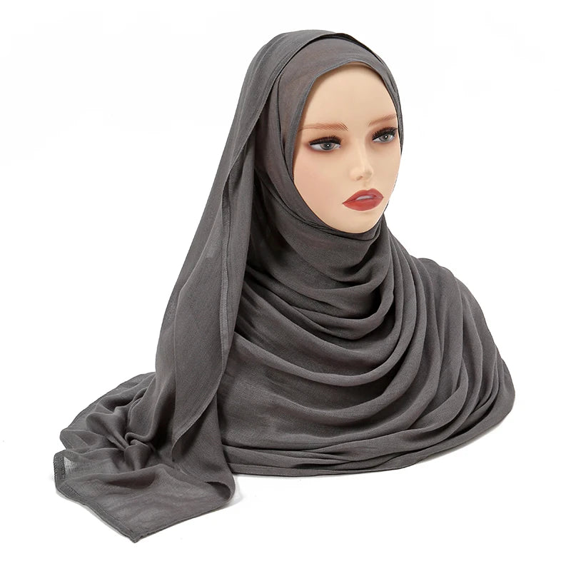 Muslim Modal Hijab Rayon Cotton Shawls For Women Plain Scarf Big Size Headscarf Islamic Turban Headband 190*85cm