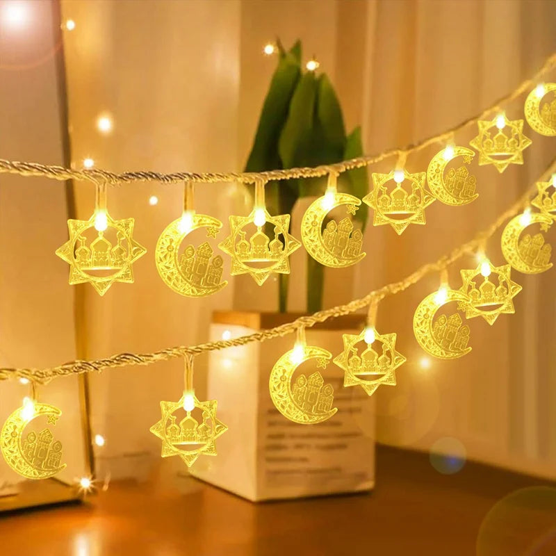 Moon Star Eid Mubarak String Light 2025 Ramadan Decoration For Home