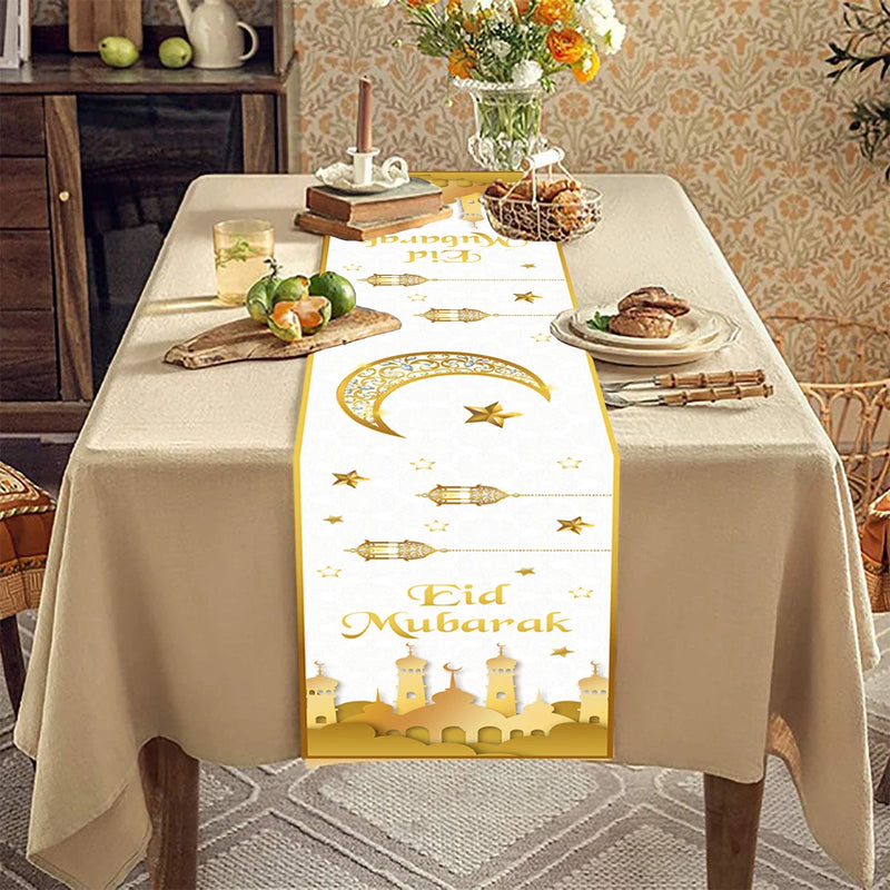 Ramadan Kareem Polyester Table Runner Ramadan Decoration For Home 2025 Islamic Muslim Party Supplies Gift EID Mubarak Al Adha