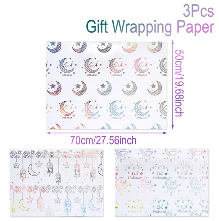 4/8/12pcs Eid Ramadan Mubarak Gift Wrapping Paper