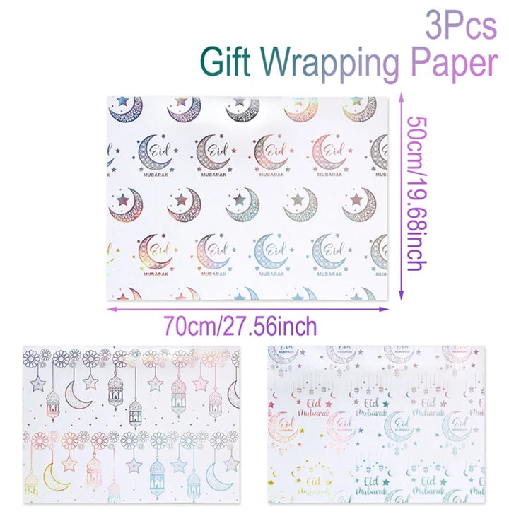 4/8/12pcs Eid Ramadan Mubarak Gift Wrapping Paper