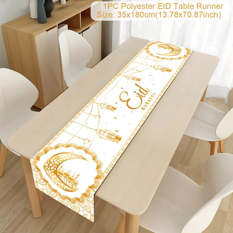 Ramadan Kareem Polyester Table Runner Ramadan Decoration For Home 2025 Islamic Muslim Party Supplies Gift EID Mubarak Al Adha