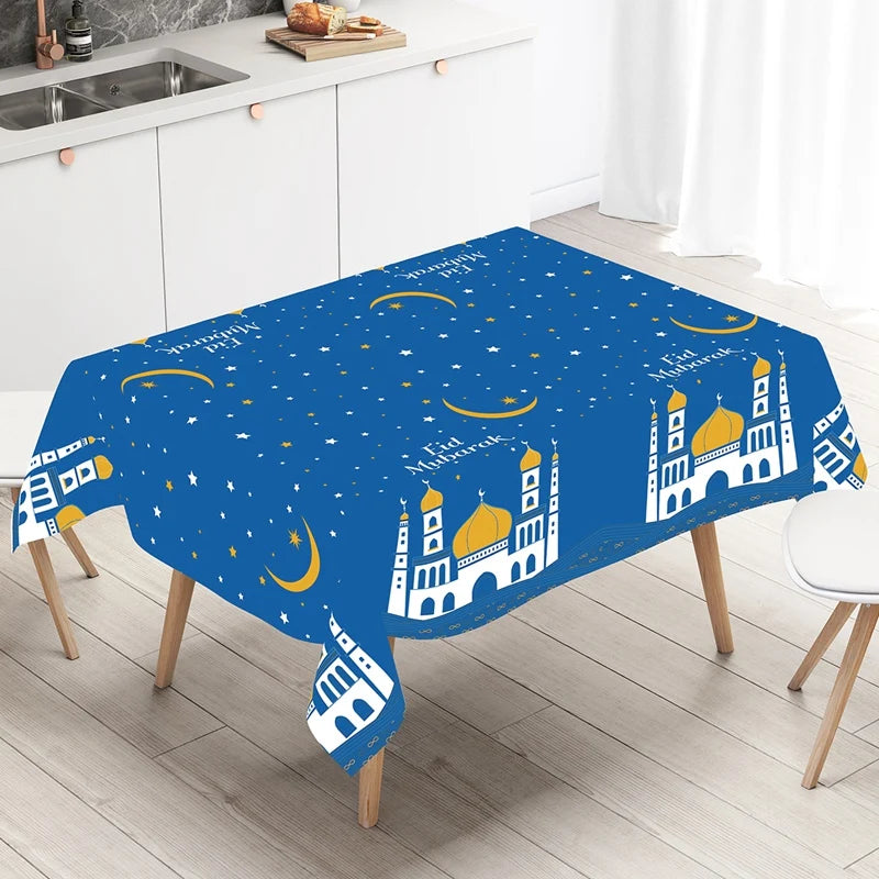 Eid Mubarak Star Moon Tablecloth Ramadan Kareem Decor for Home 2025