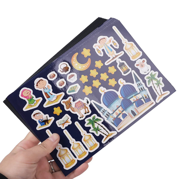 12pcs Eid Mubarak DIY Stickers for Kids
