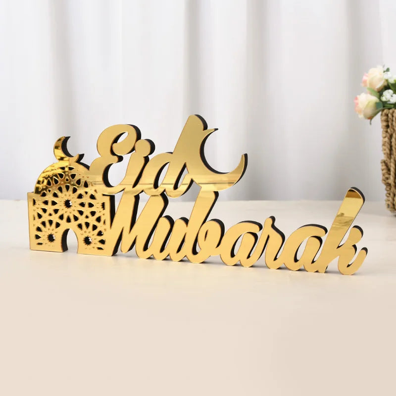 Ramadan Mubarak Acrylic Ornament 2025 Eid Mubarak Ramadan Kareem Decoration for Home Islamic Muslim Party Decor Eid Al Adha Gift