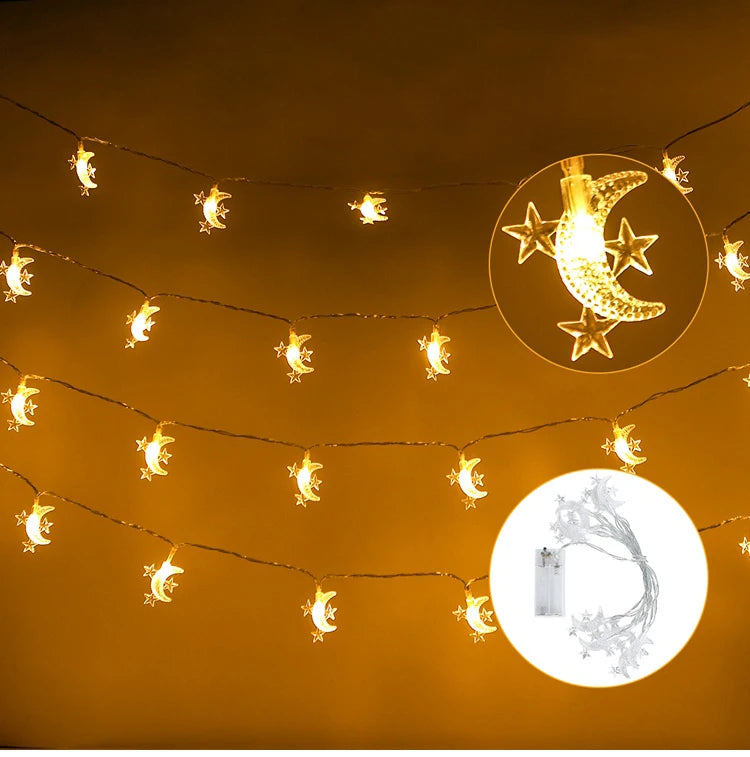 Moon Star Eid Mubarak String Light 2025 Ramadan Decoration For Home