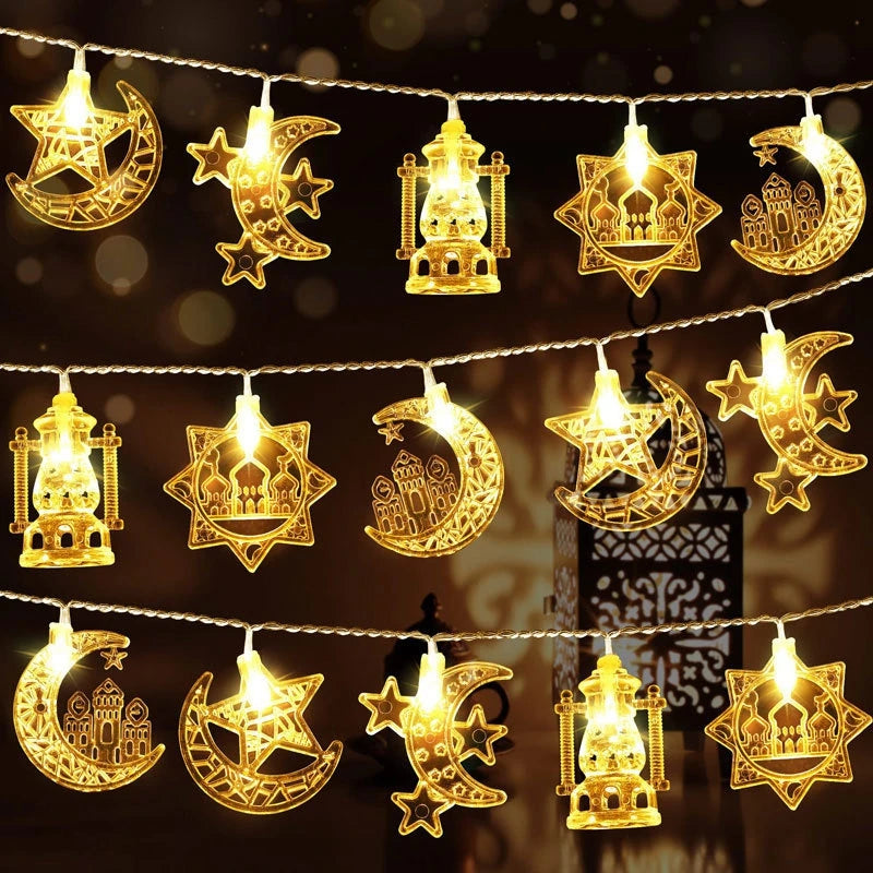 Moon Star Eid Mubarak String Light 2025 Ramadan Decoration For Home