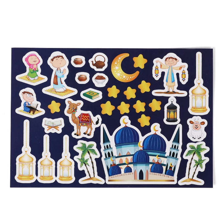12pcs Eid Mubarak DIY Stickers for Kids