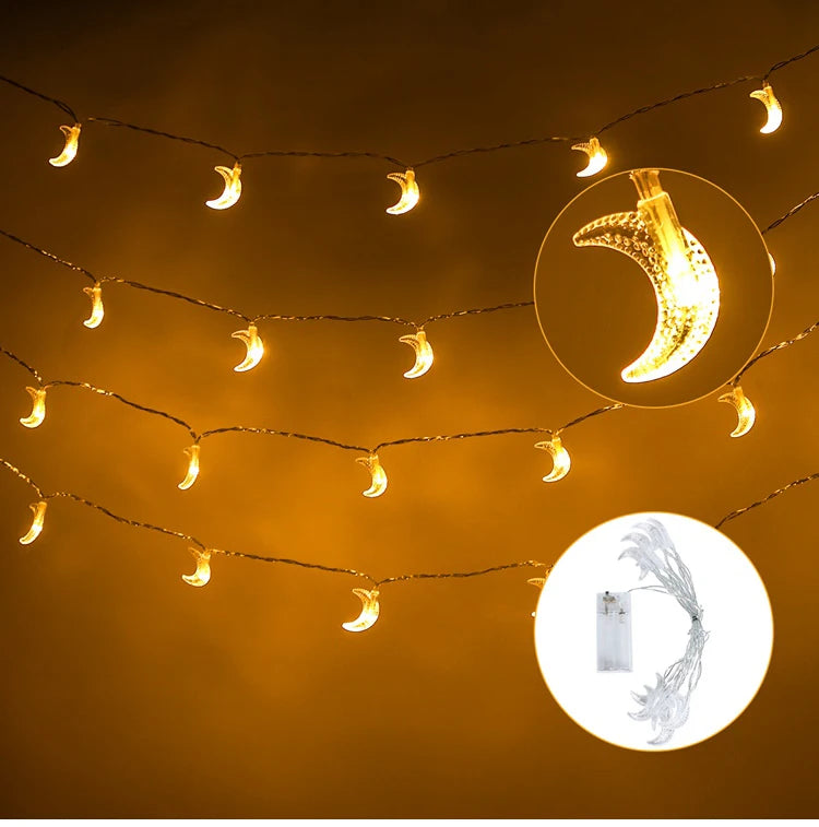 Moon Star Eid Mubarak String Light 2025 Ramadan Decoration For Home