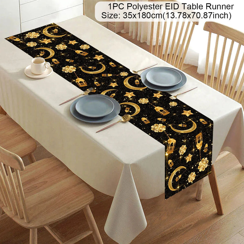 Ramadan Kareem Polyester Table Runner Ramadan Decoration For Home 2025 Islamic Muslim Party Supplies Gift EID Mubarak Al Adha