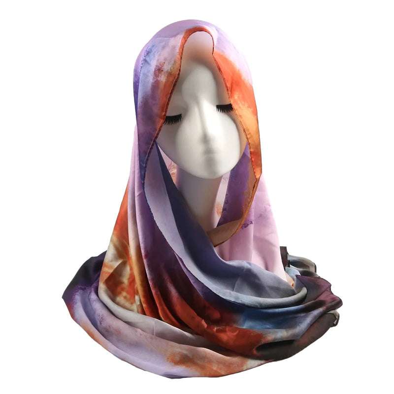 Plain Crinkle Satin Chiffon Hijabs for Women