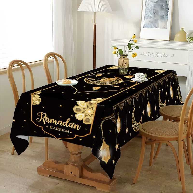 Eid Mubarak Star Moon Tablecloth Ramadan Kareem Decor for Home 2025