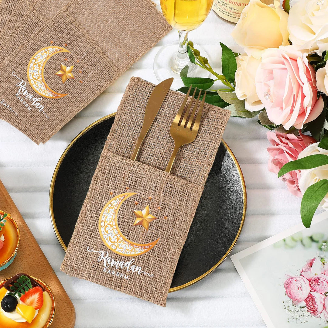 Eid Mubarak Moon Star Knife and Fork Bag