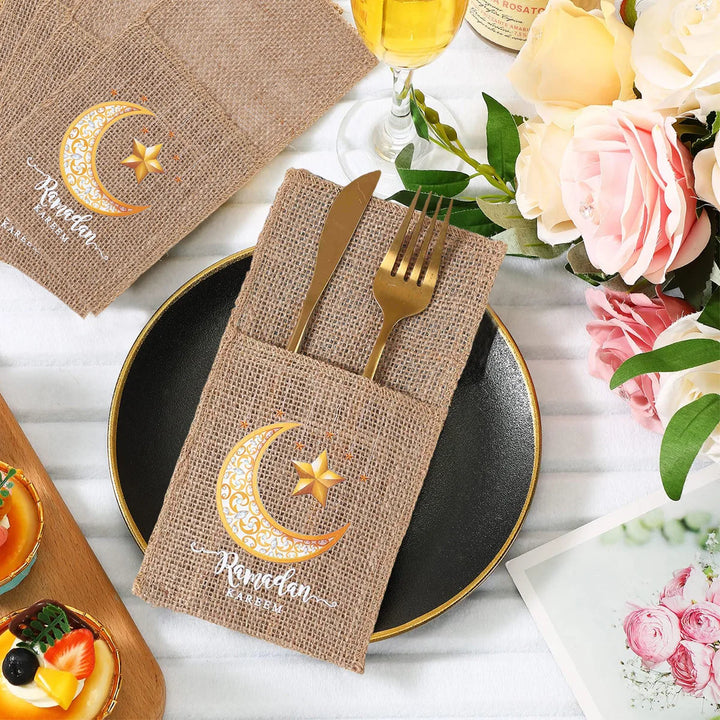 Eid Mubarak Moon Star Knife and Fork Bag