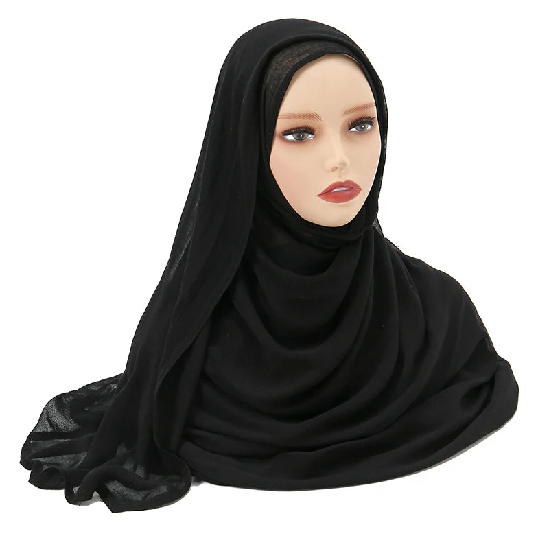 Muslim Modal Hijab Rayon Cotton Shawls For Women Plain Scarf Big Size Headscarf Islamic Turban Headband 190*85cm