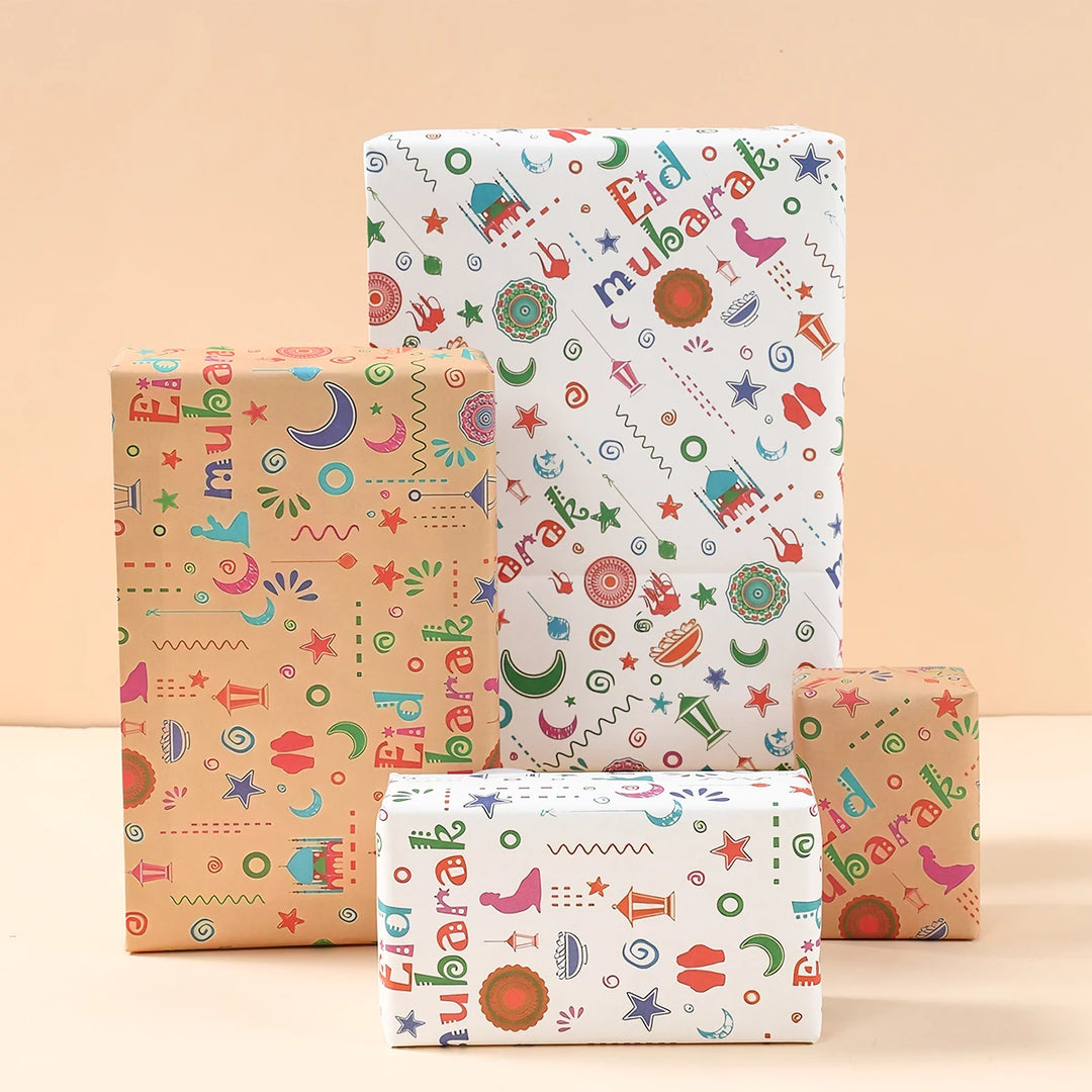 4/8/12pcs Eid Ramadan Mubarak Gift Wrapping Paper