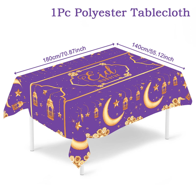 Eid Mubarak Star Moon Tablecloth Ramadan Kareem Decor for Home 2025