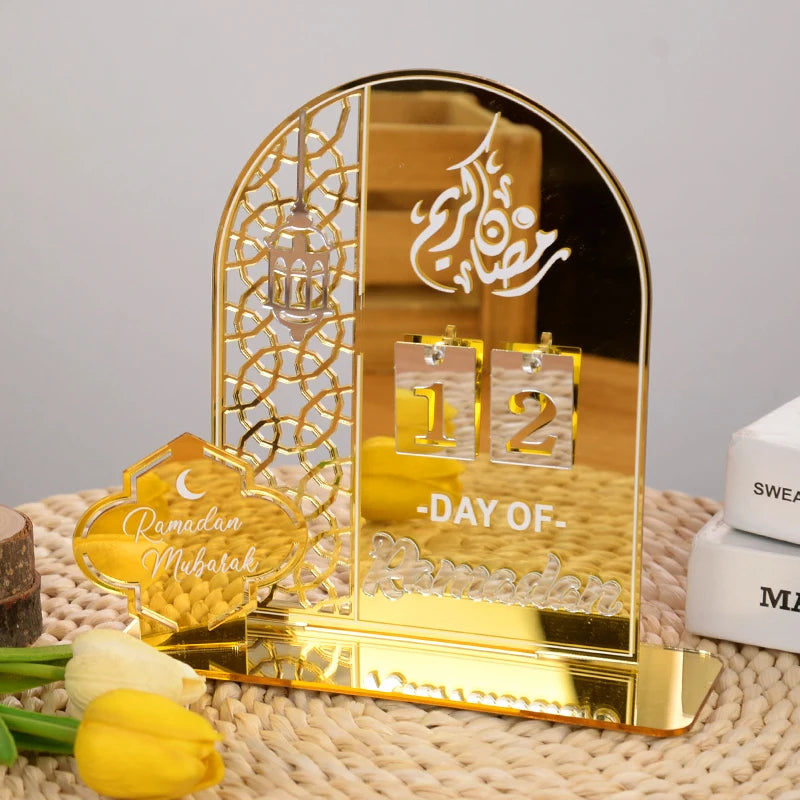 Acrylic Ramadan Countdown Calendar Gifts Day of Ramadan Calendar with Replacing Number 2025 Eid Mubarak Home Decoration Ornament