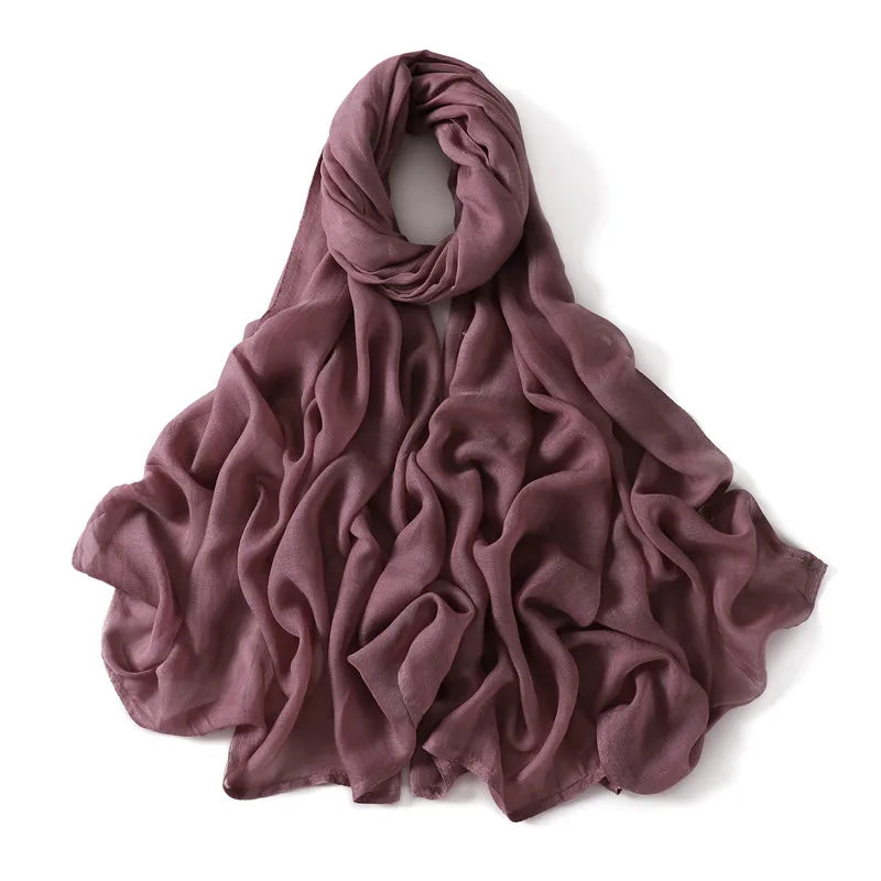 Women Big Size Plain Solid Cotton Rayon Hijab