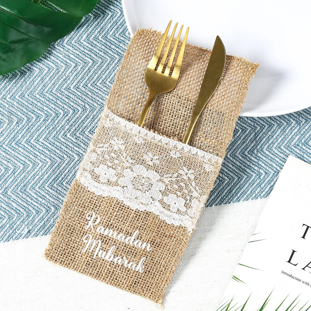 Eid Mubarak Moon Star Knife and Fork Bag