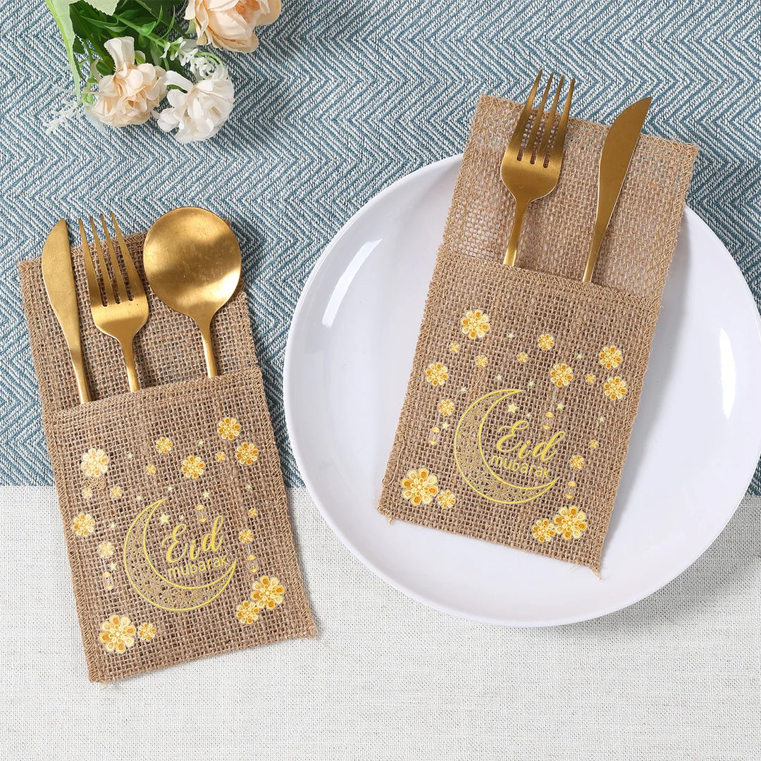 Eid Mubarak Moon Star Knife and Fork Bag