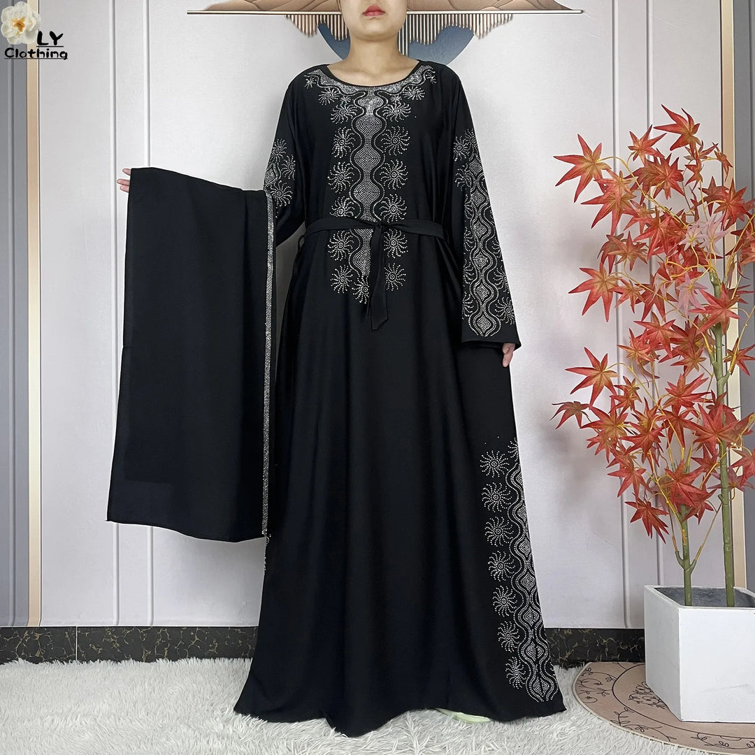 Muslim Women Diamonds Dashiki Abaya