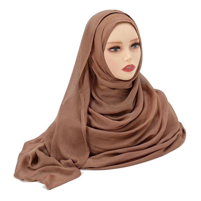 Muslim Modal Hijab Rayon Cotton Shawls For Women Plain Scarf Big Size Headscarf Islamic Turban Headband 190*85cm