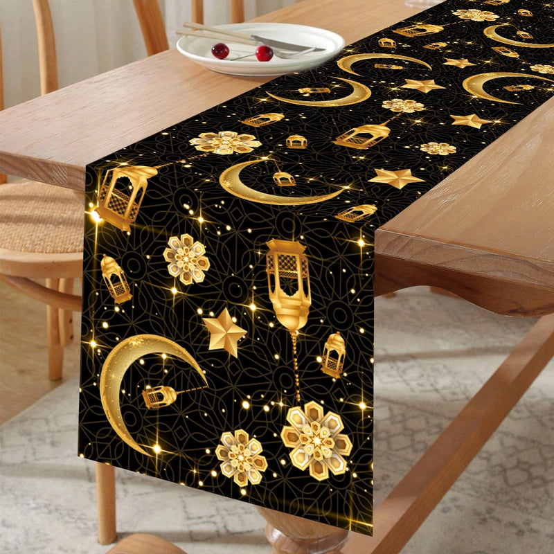 Ramadan Kareem Polyester Table Runner Ramadan Decoration For Home 2025 Islamic Muslim Party Supplies Gift EID Mubarak Al Adha