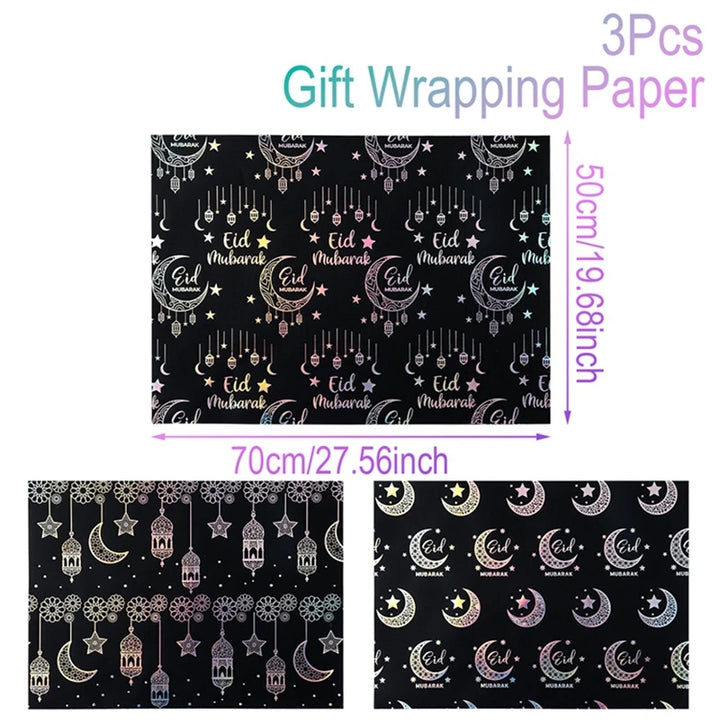 4/8/12pcs Eid Ramadan Mubarak Gift Wrapping Paper