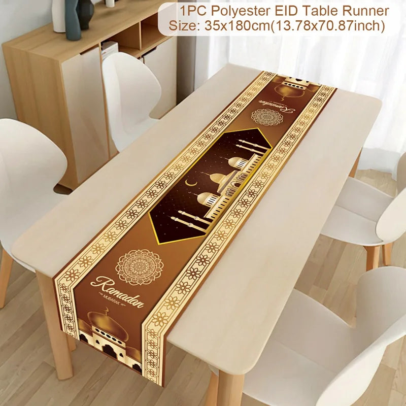 Ramadan Kareem Polyester Table Runner Ramadan Decoration For Home 2025 Islamic Muslim Party Supplies Gift EID Mubarak Al Adha