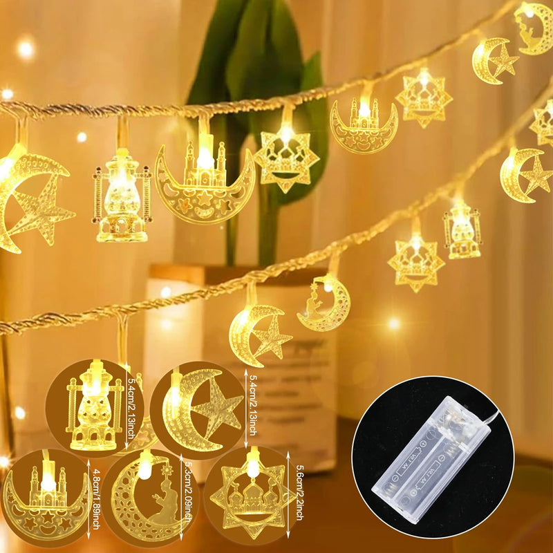 Moon Star Eid Mubarak String Light 2025 Ramadan Decoration For Home