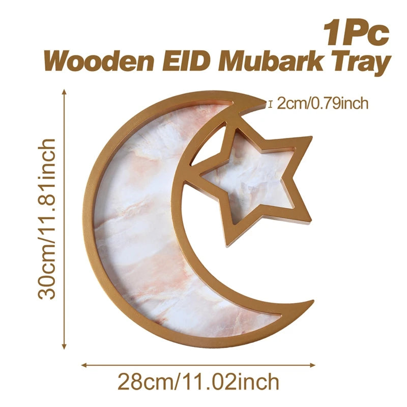 Wooden Pendant EID Mubarak 2025 Ramadan Decoration for Home