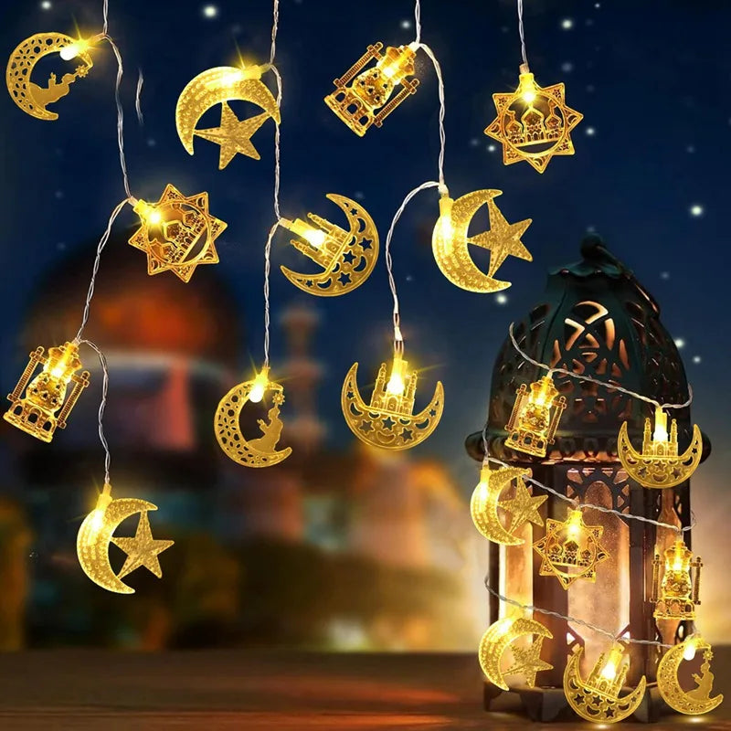 Moon Star Eid Mubarak String Light 2025 Ramadan Decoration For Home