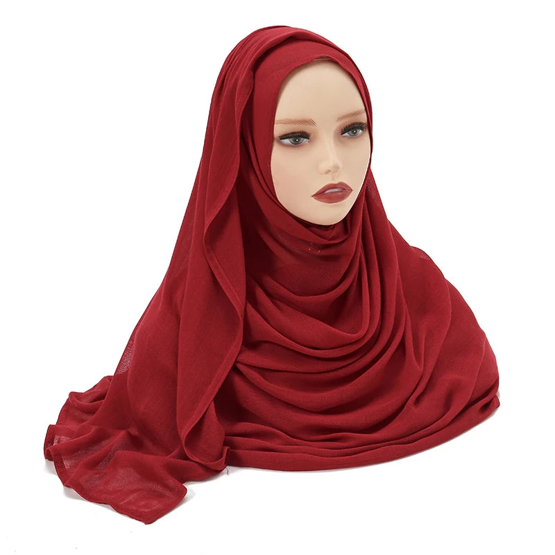 Muslim Modal Hijab Rayon Cotton Shawls For Women Plain Scarf Big Size Headscarf Islamic Turban Headband 190*85cm