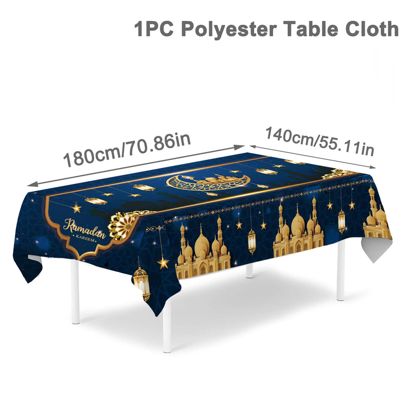 Eid Mubarak Star Moon Tablecloth Ramadan Kareem Decor for Home 2025