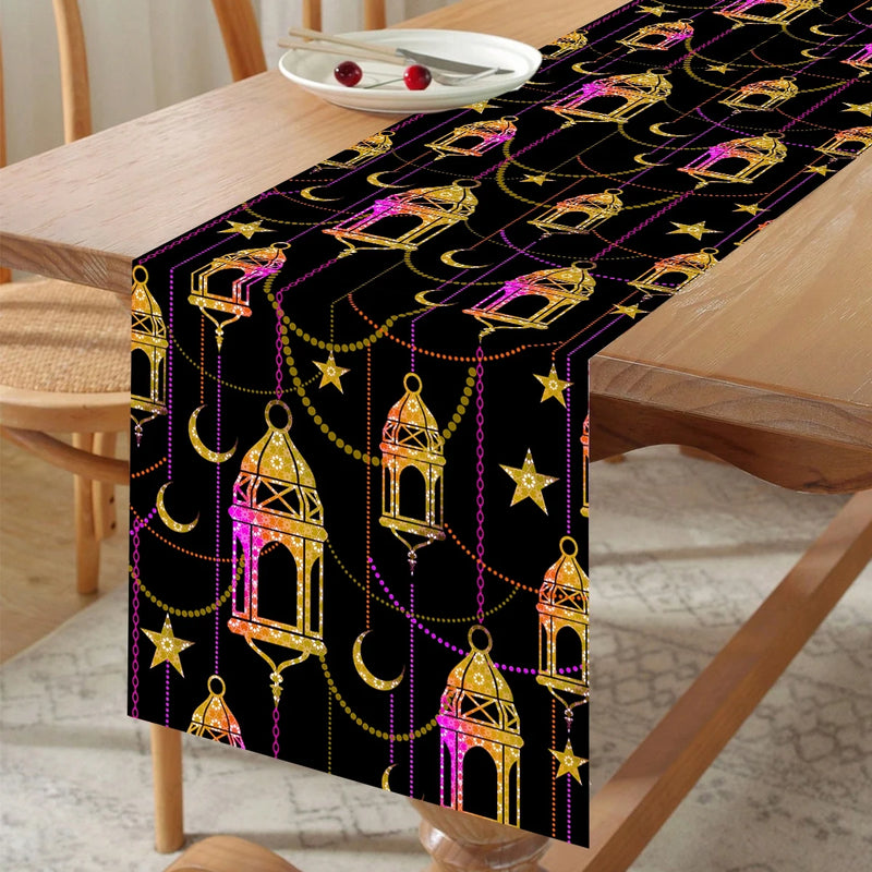 Ramadan Kareem Polyester Table Runner Ramadan Decoration For Home 2025 Islamic Muslim Party Supplies Gift EID Mubarak Al Adha