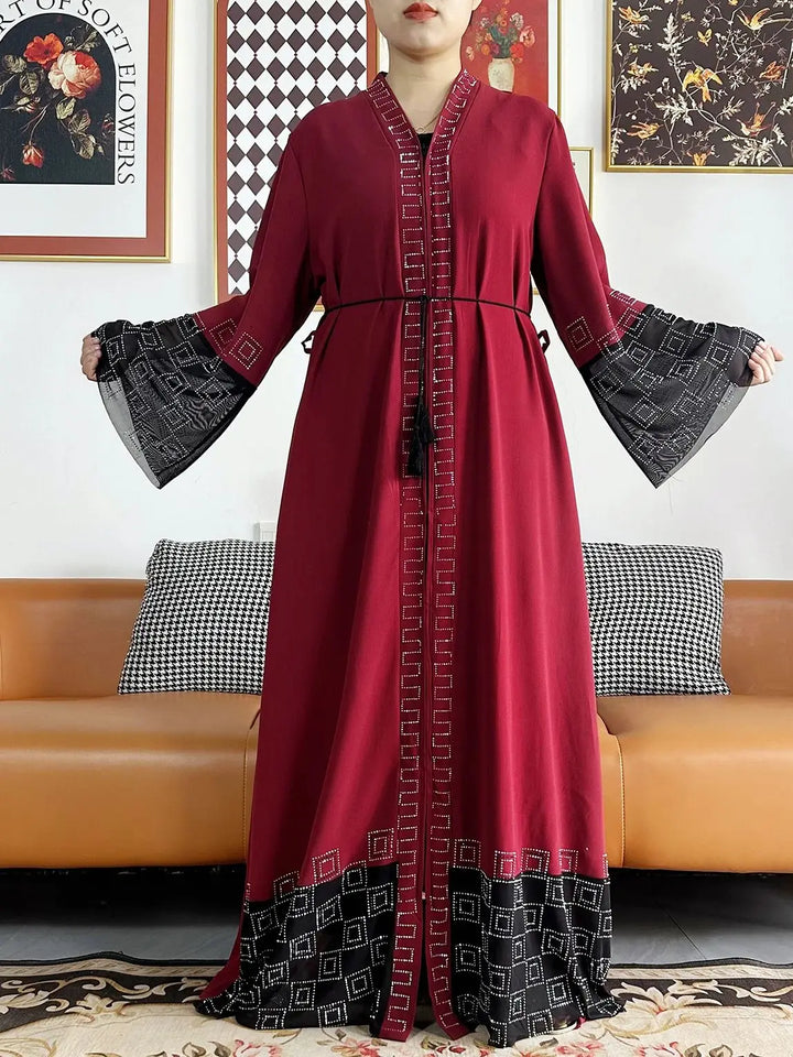 Women Long Sleeve Chiffon Abaya