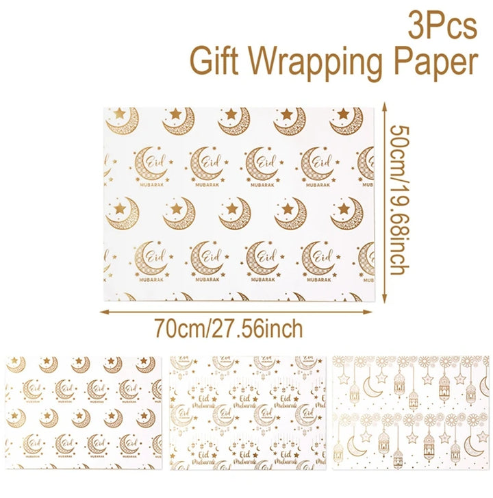 4/8/12pcs Eid Ramadan Mubarak Gift Wrapping Paper