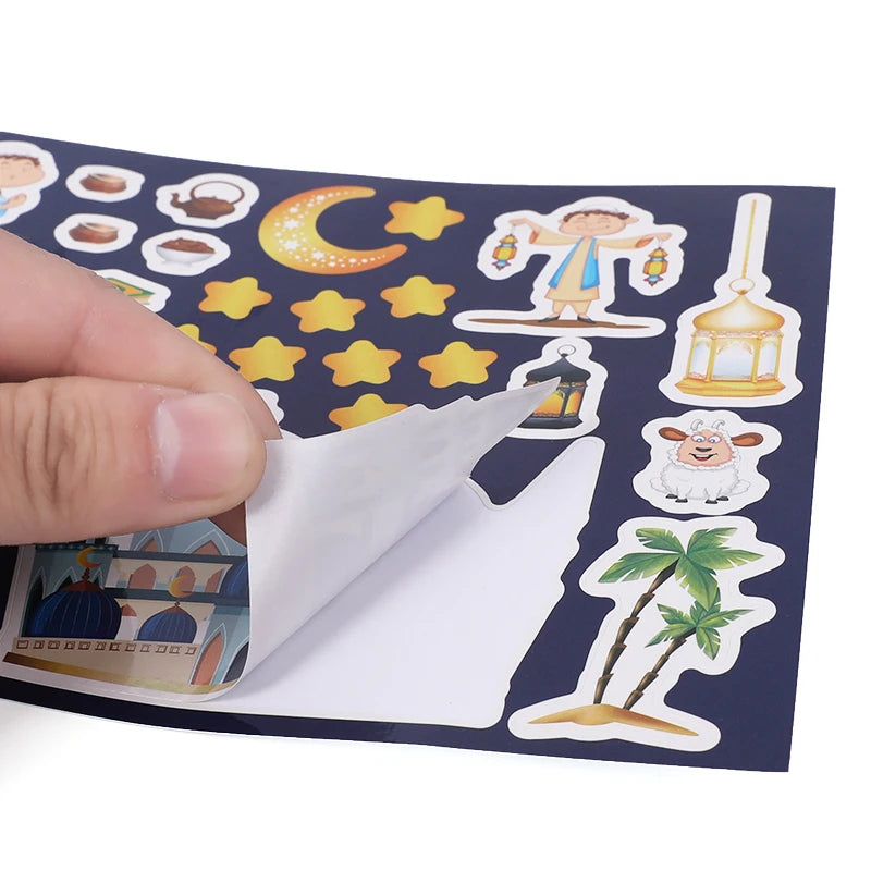 12pcs Eid Mubarak DIY Stickers for Kids