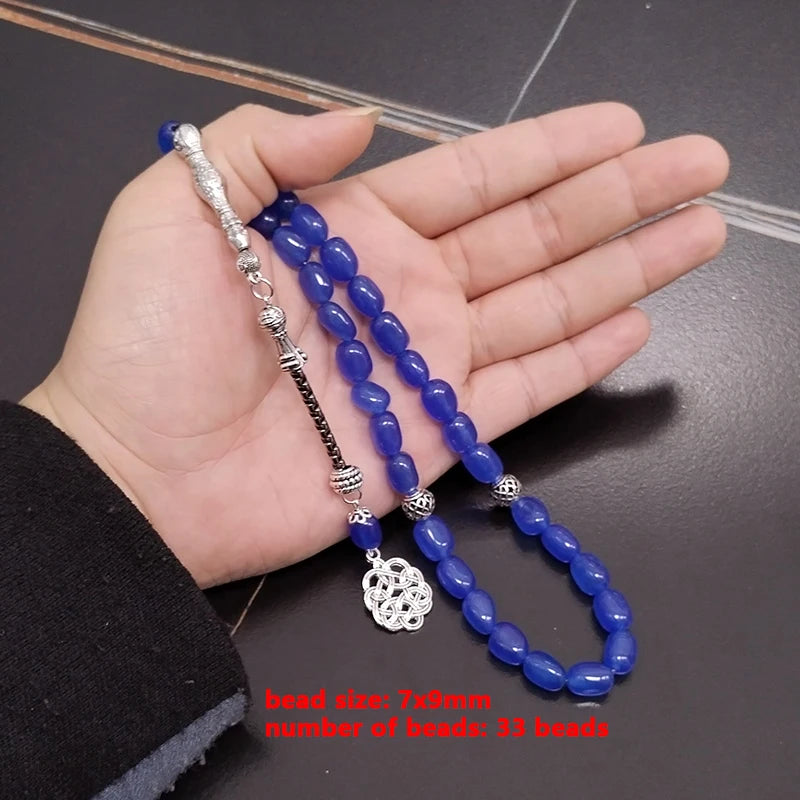 Natural Blue Agates Stone Prayer Beads