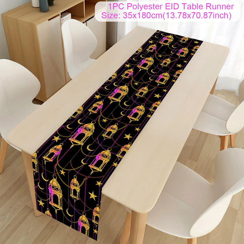 Ramadan Kareem Polyester Table Runner Ramadan Decoration For Home 2025 Islamic Muslim Party Supplies Gift EID Mubarak Al Adha