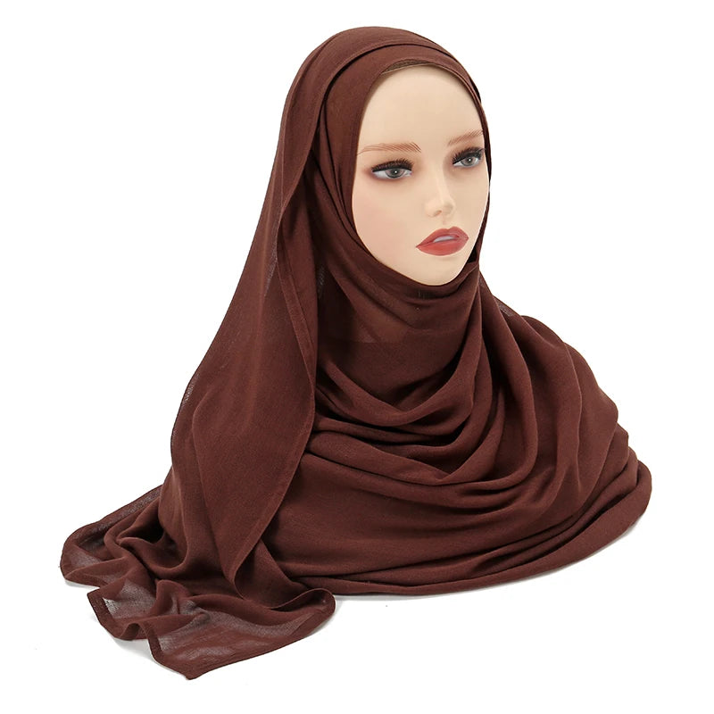 Muslim Modal Hijab Rayon Cotton Shawls For Women Plain Scarf Big Size Headscarf Islamic Turban Headband 190*85cm