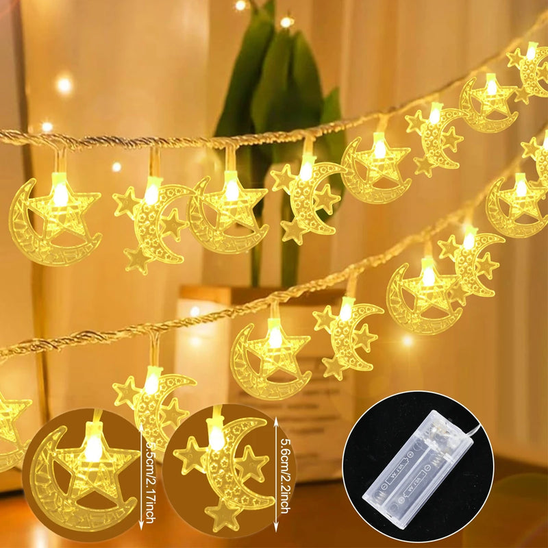 Moon Star Eid Mubarak String Light 2025 Ramadan Decoration For Home