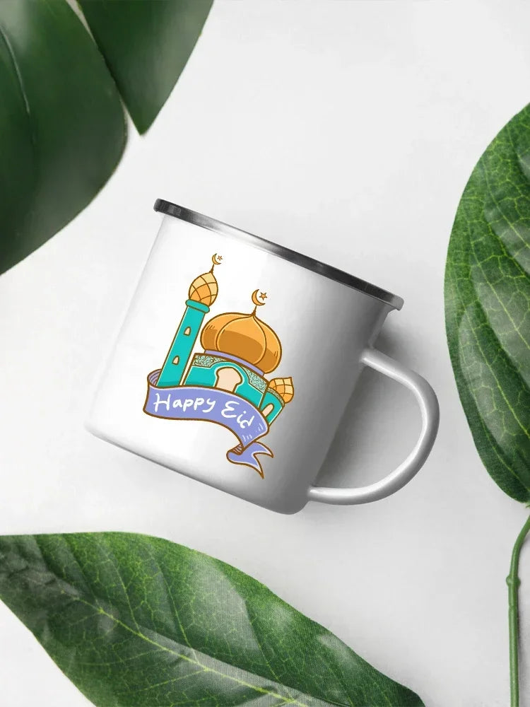 Muslim White Enamel Coffee and Tea Mug
