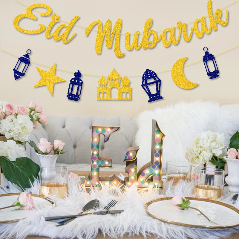 EID Mubarak Banner Glitter Star