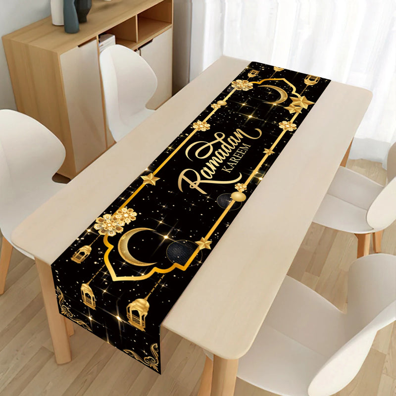 Ramadan Kareem Polyester Table Runner Ramadan Decoration For Home 2025 Islamic Muslim Party Supplies Gift EID Mubarak Al Adha