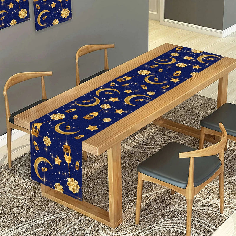 Ramadan Kareem Polyester Table Runner Ramadan Decoration For Home 2025 Islamic Muslim Party Supplies Gift EID Mubarak Al Adha