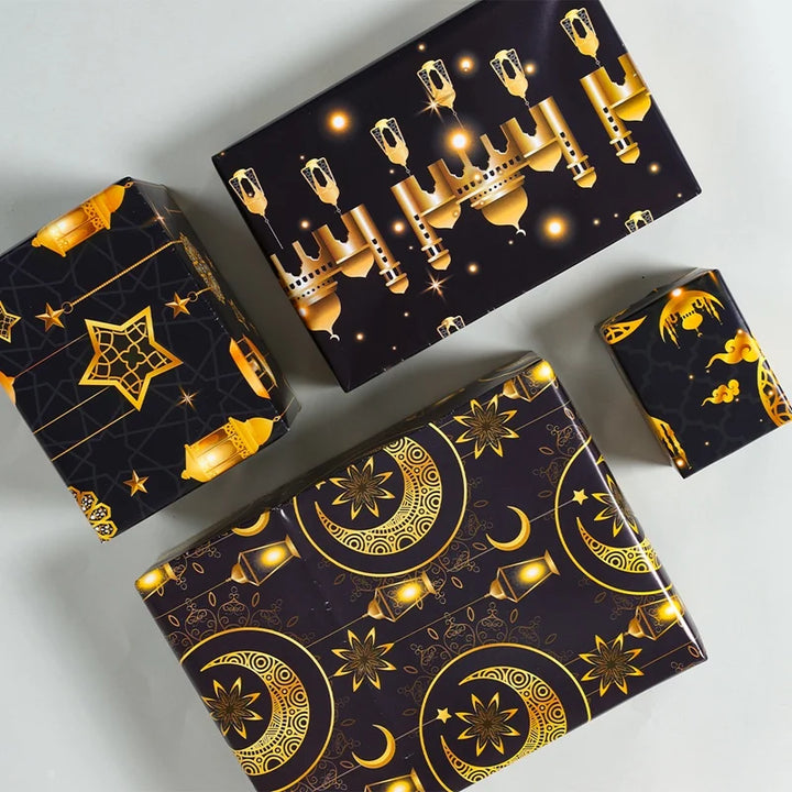 4/8/12pcs Eid Ramadan Mubarak Gift Wrapping Paper