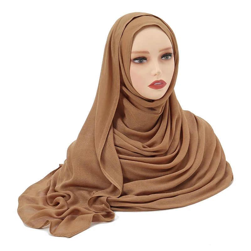 Muslim Modal Hijab Rayon Cotton Shawls For Women Plain Scarf Big Size Headscarf Islamic Turban Headband 190*85cm